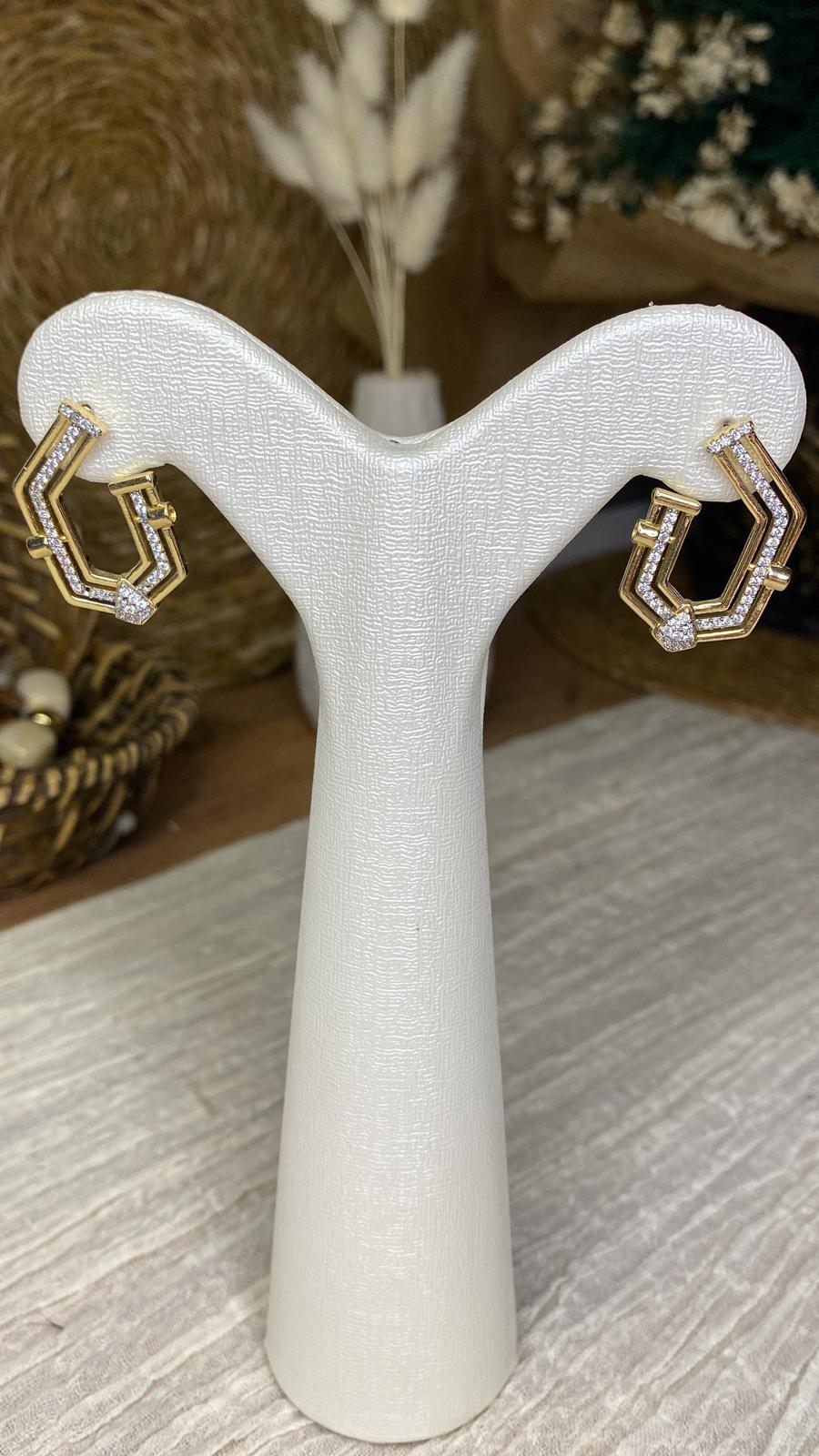 Geometrik Köşeli Halka Küpe